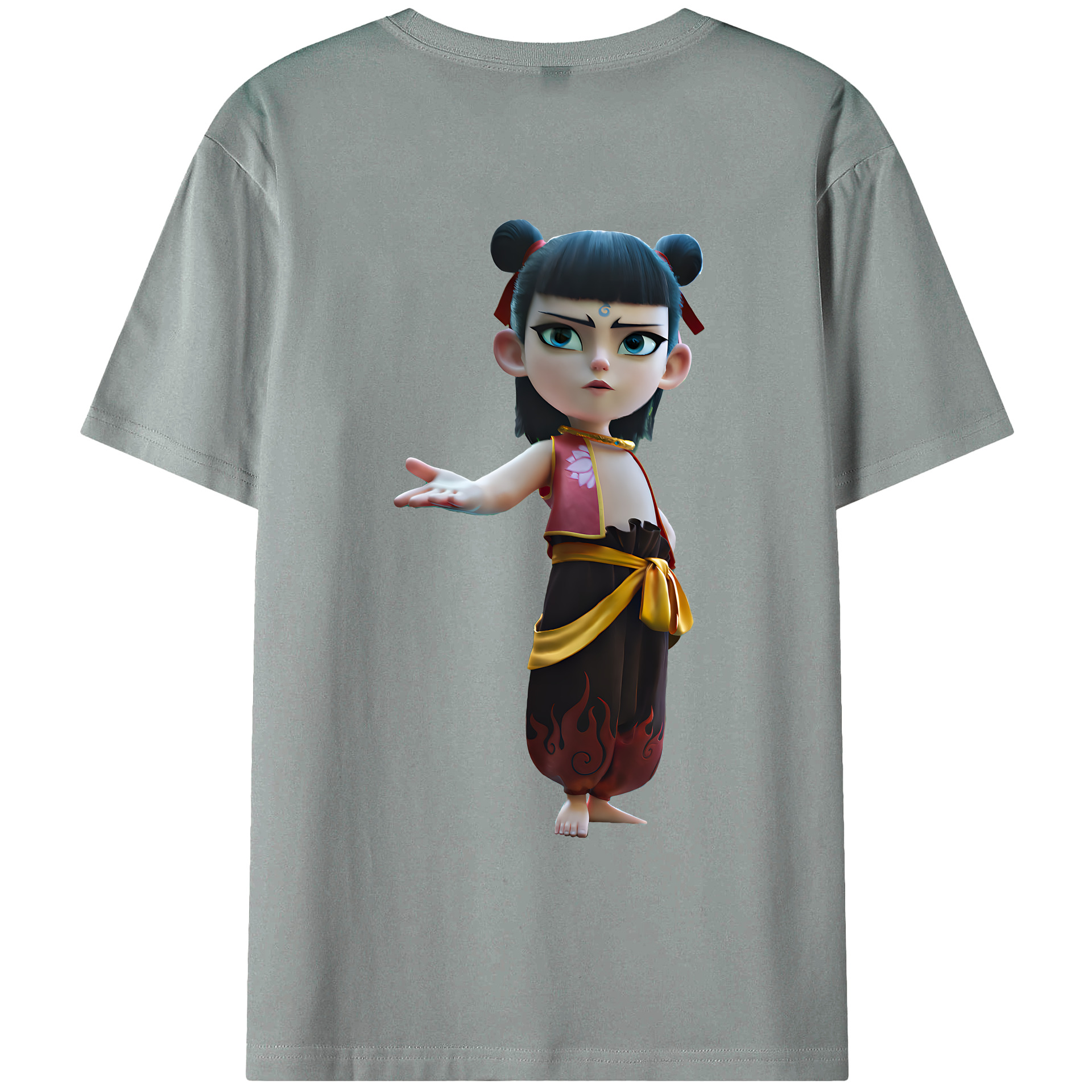 （画像用） Ne Zha 2 ナタ 魔童の大暴れ 綿100％ メンズ半袖Tシャツ（バックプリント） 通気性